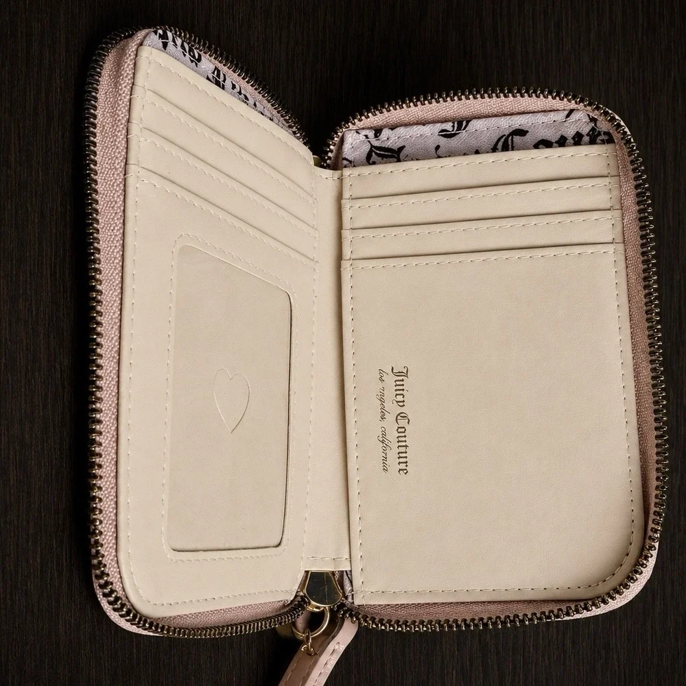 Juicy Couture Juicy Forever Heart Monogram Pink Blush Double Zip Wallet